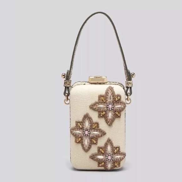 Tory Burch Jardin Canvas Minaudiere Clutch - Picture 1 of 13